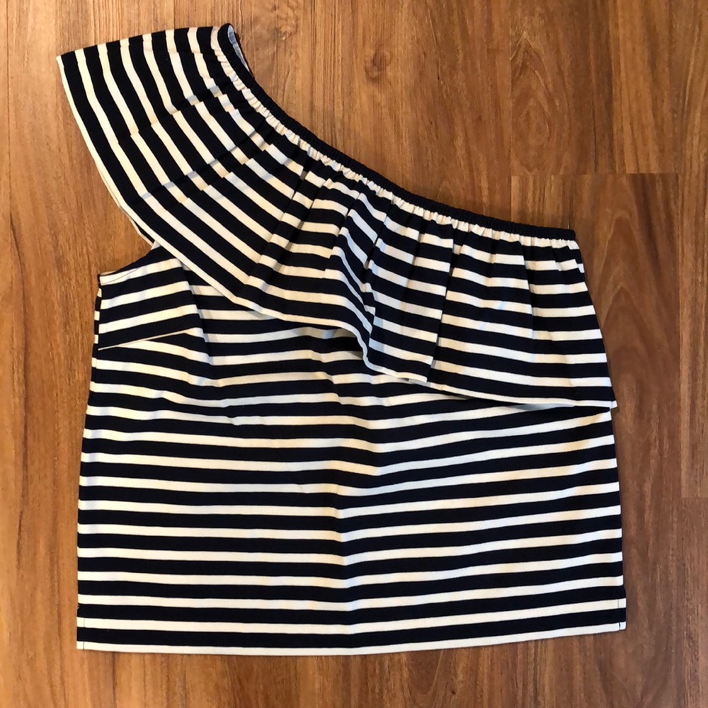 J. Crew Nautical Ruffle Off-The-Shoulder Top